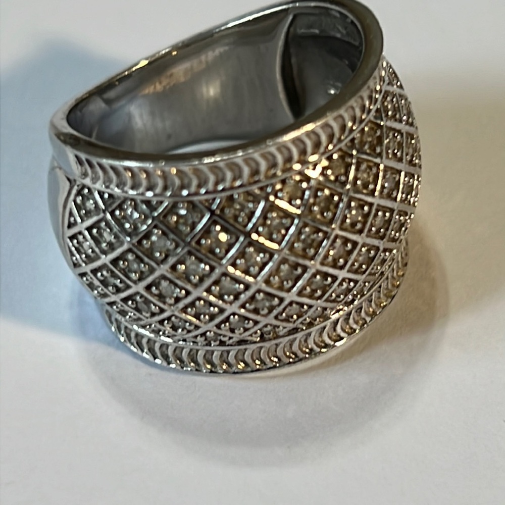 Sterling silver, “Diamond” ring.  Size 7/8